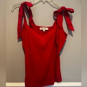 LOFT Women's Red Tie-Shoulder Sleeveless Top Size Medium NWOT